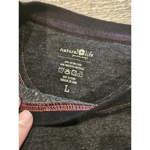 Natural life ombre tiedye crewneck pockets red black womens large oversized - Picture 2 of 8